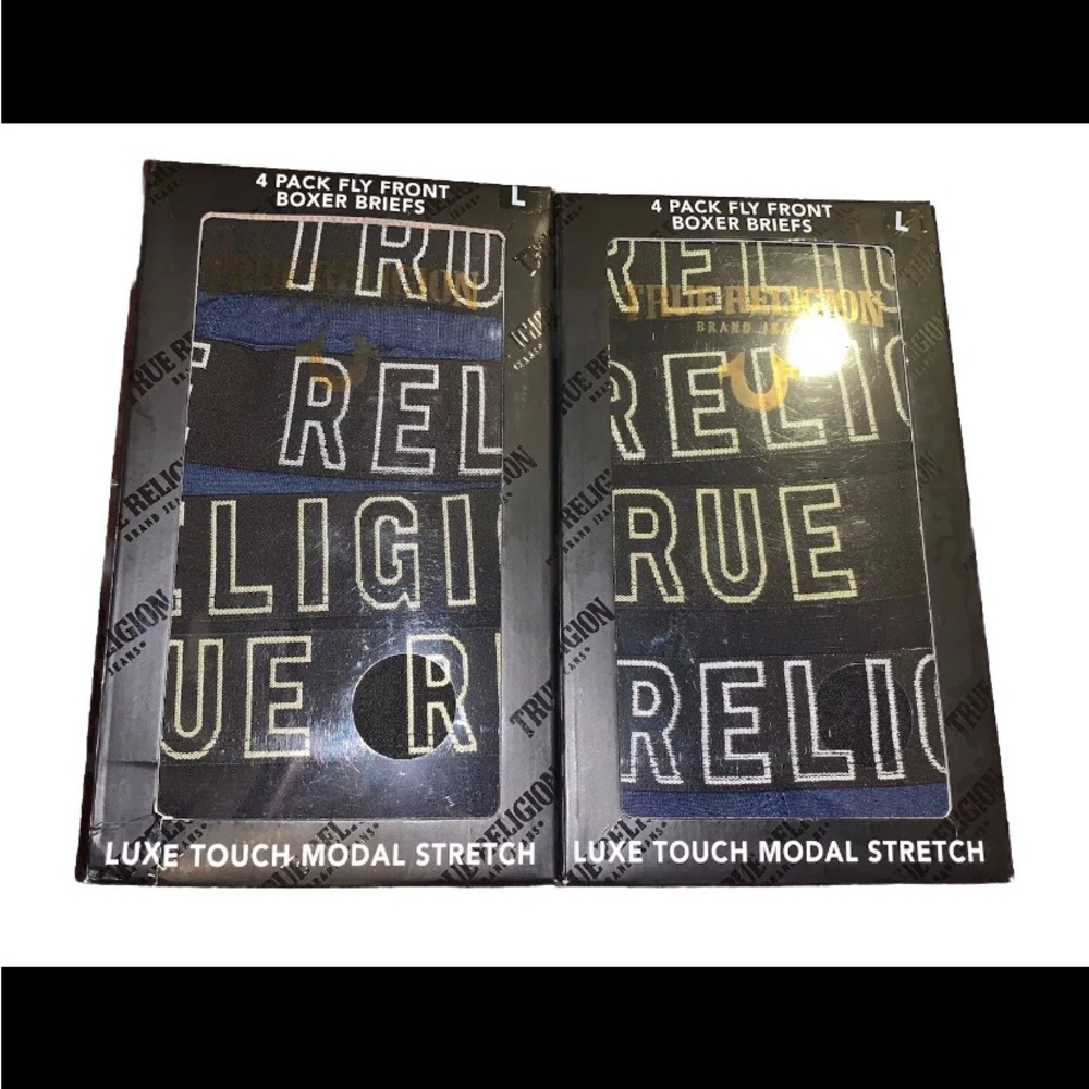 NWT True Religion Men’s Fly Front Boxer Briefs Luxe Touch Modal Stretch 4Pk - L